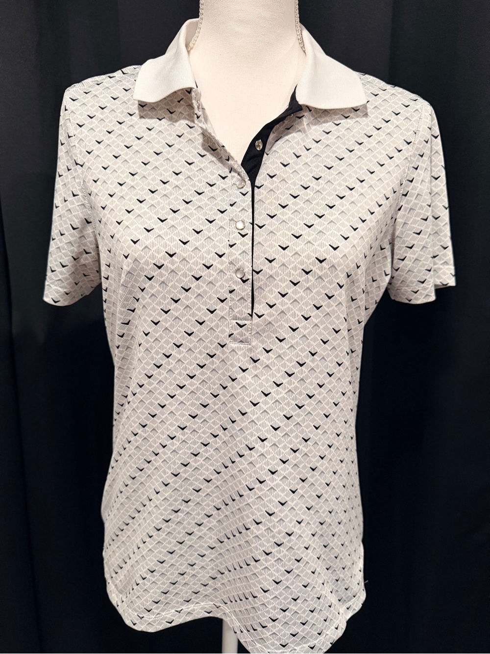 Callaway White Patterned Polo with Navy Accents (0022)